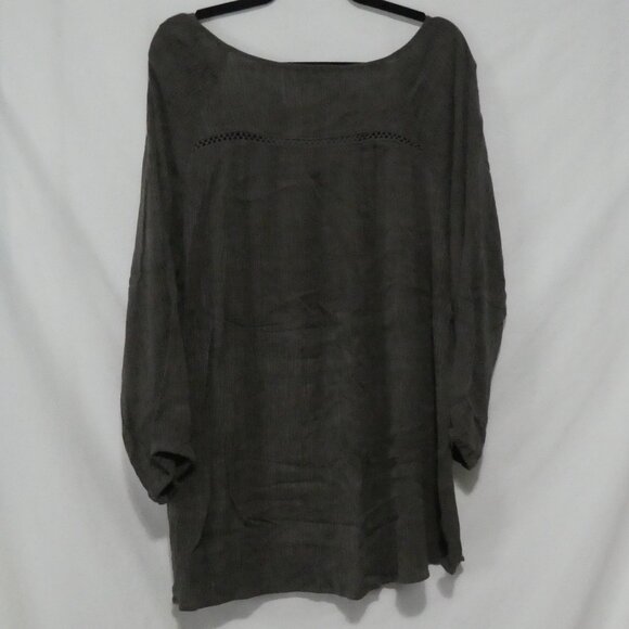 L&L - LOVE & LEGEND | size 18 | Casual Grey Peasant Blouse With Eyelet Detail - Picture 2 of 15